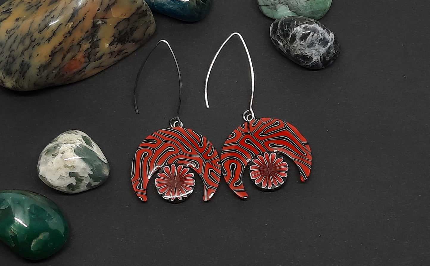 'Rubi Red' Cresent Earrings