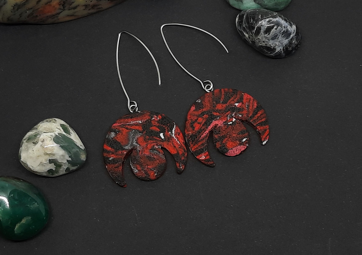 'Rubi Red' Cresent Earrings