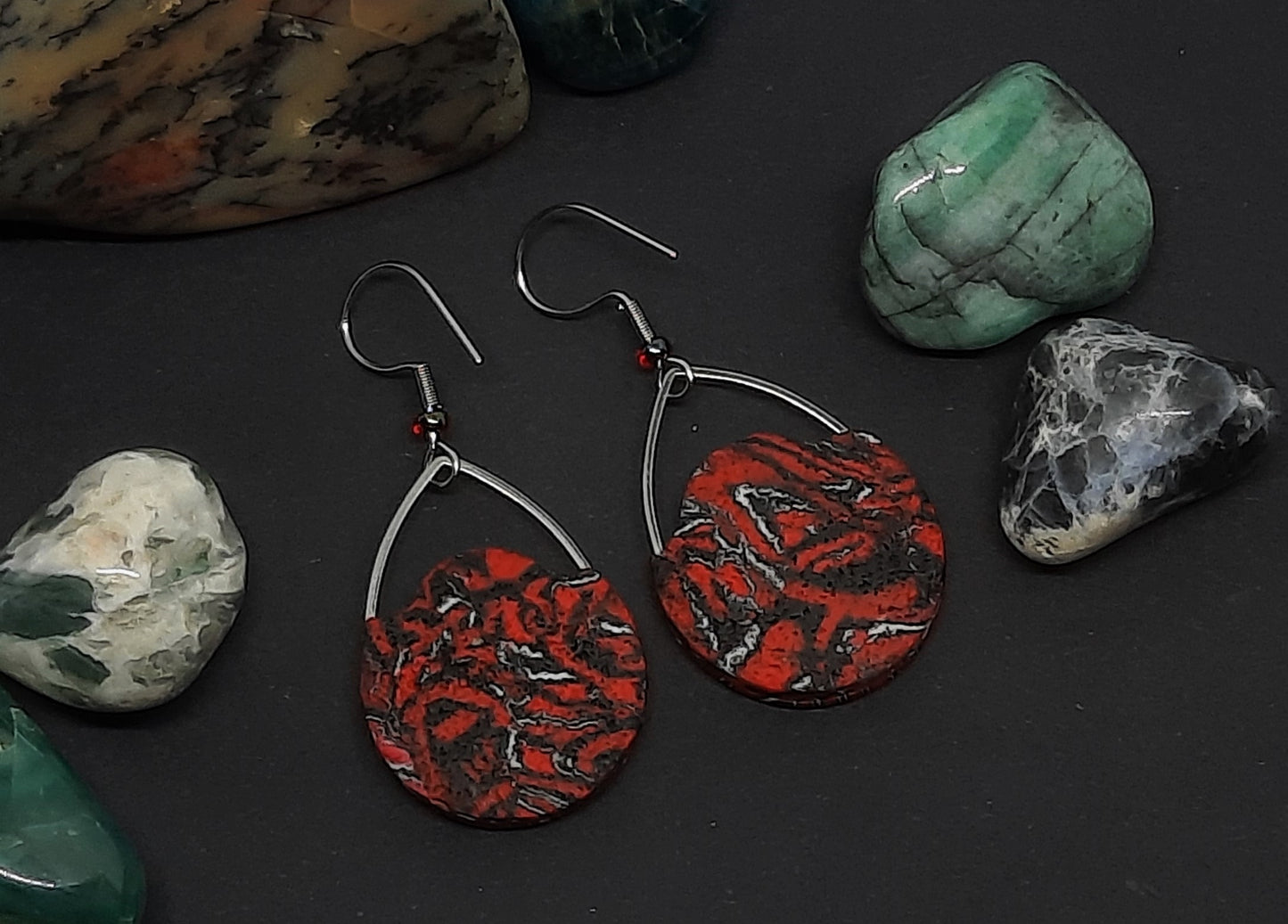 'Rubi Red' Cut Circle Earrings