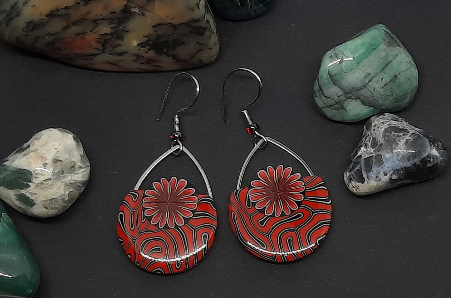 'Rubi Red' Cut Circle Earrings