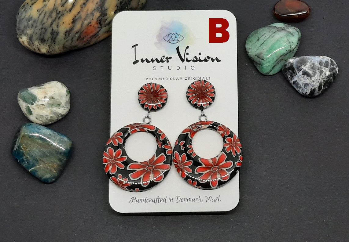 'Rubi Red' Stud and Circle Earrings