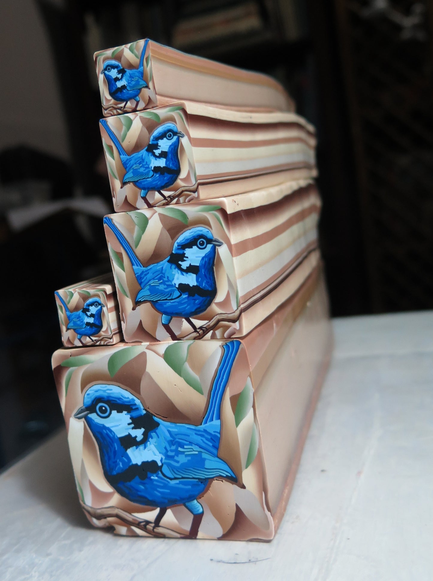 Blue Wren Tile Earring