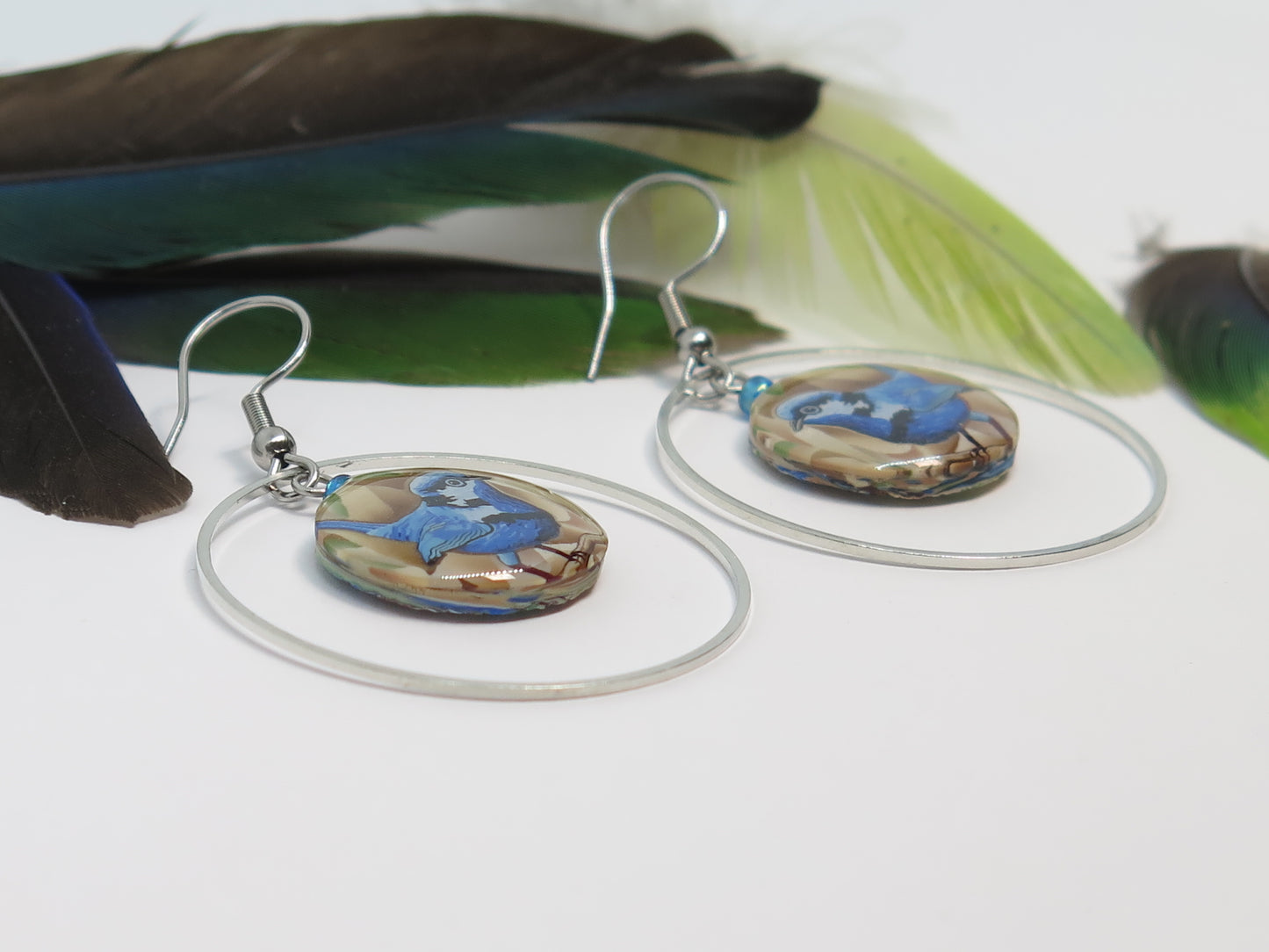 Blue Wren Hoop Earring