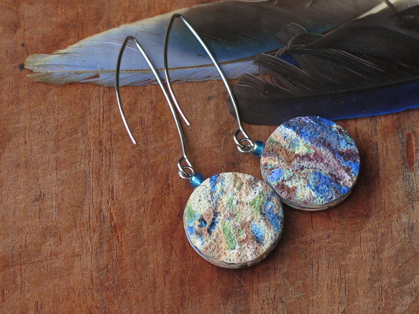 Blue Wren Earrings- Round Drop