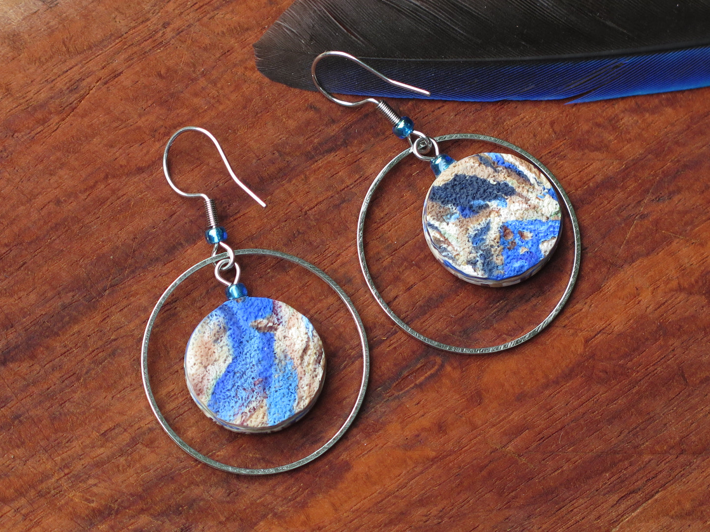 Blue Wren Hoop Earring