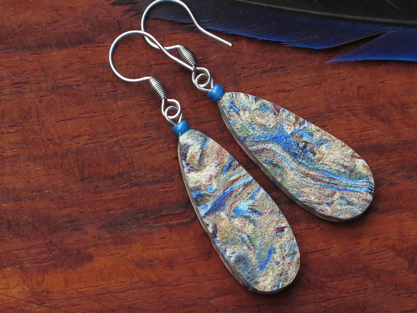 Blue Wren Long Teardrop Earring