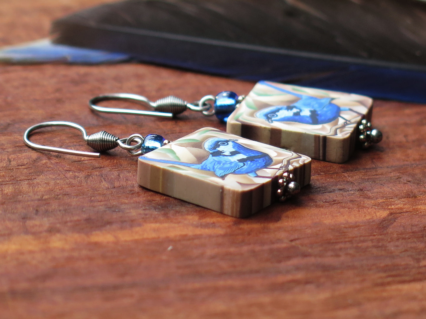 Blue Wren Tile Earring