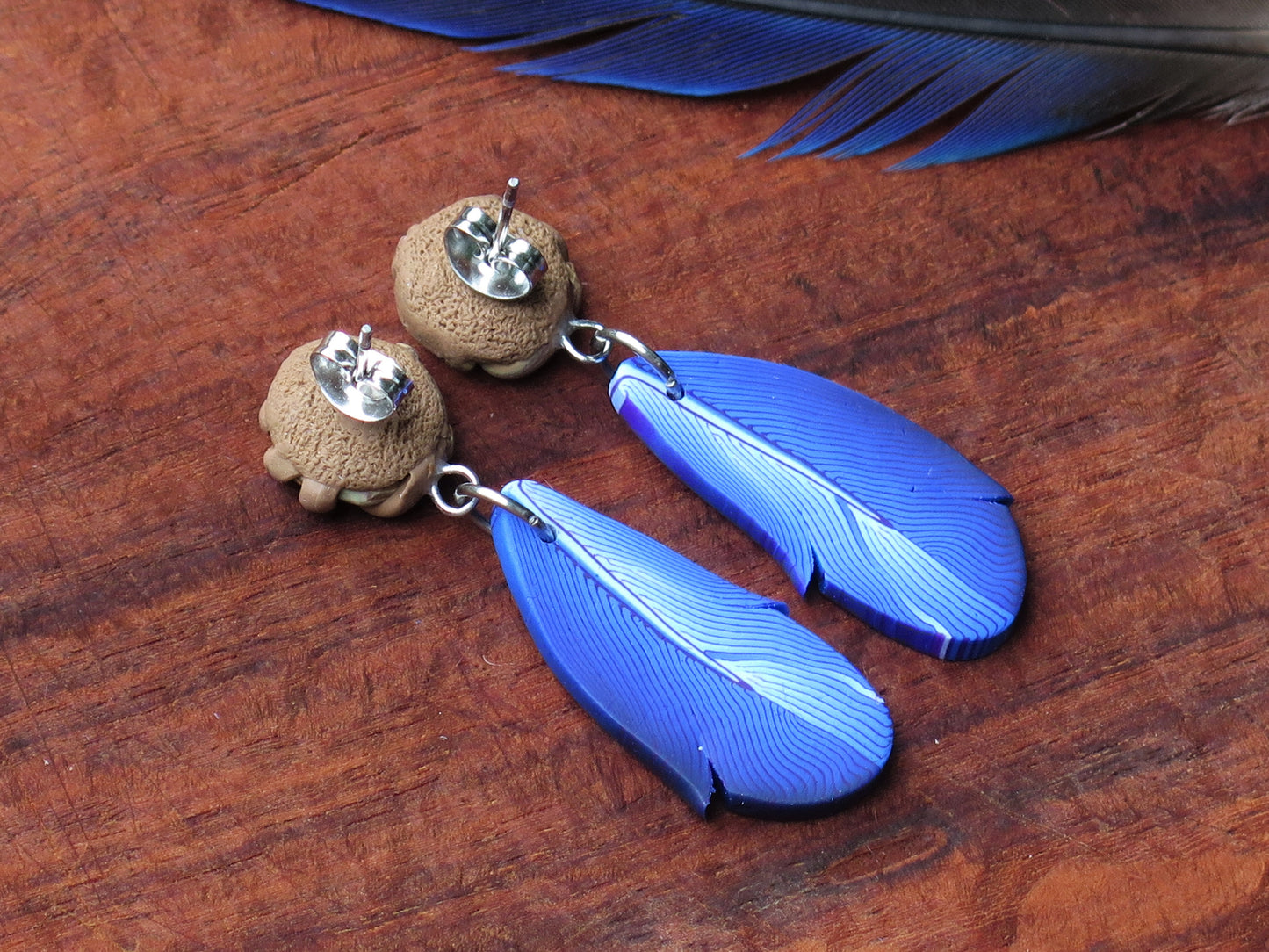 Blue Wren Nest Earring