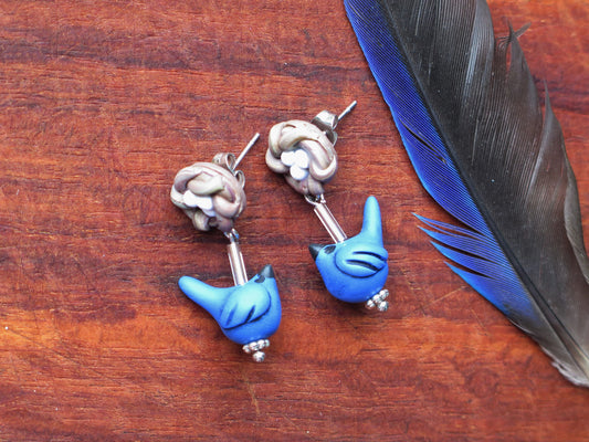 Blue Wren Bead Earring