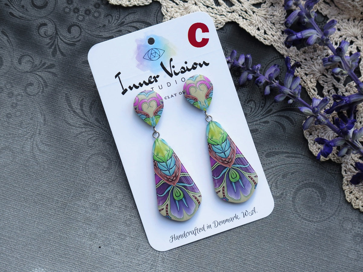 'Magenta Dream' Long Double Earring